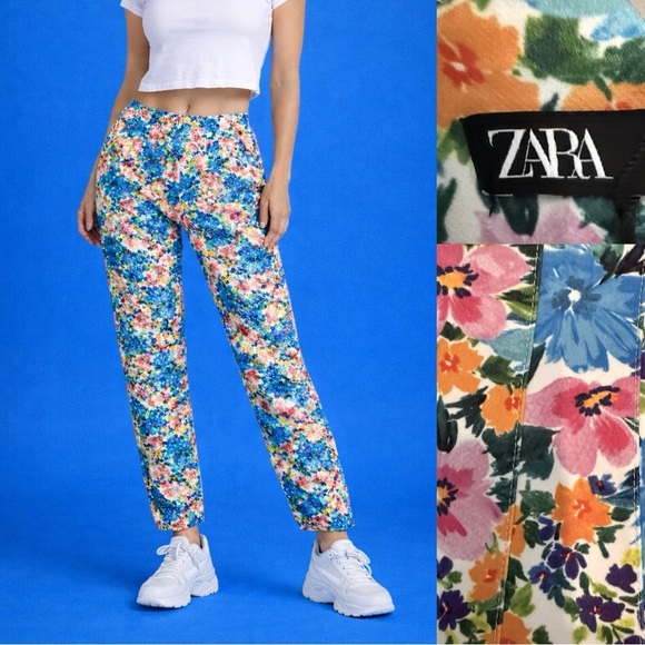 Zara Pants - Zara retro taper fit floral pants- slacks. M